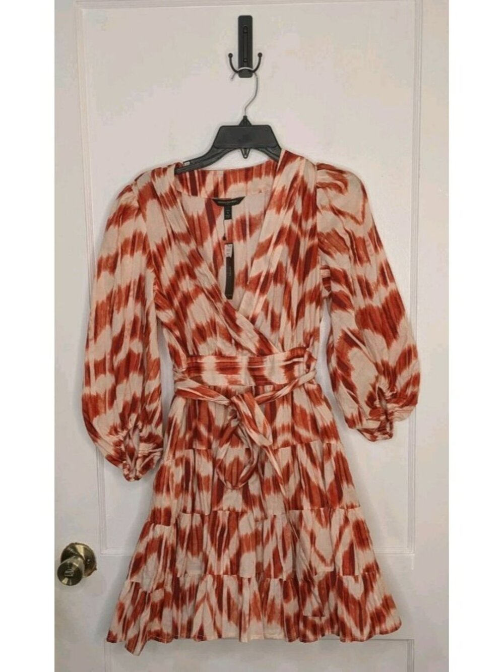 NWT Sz SP Banana Republic Ikat Tiered Mini Dress Dune Red
